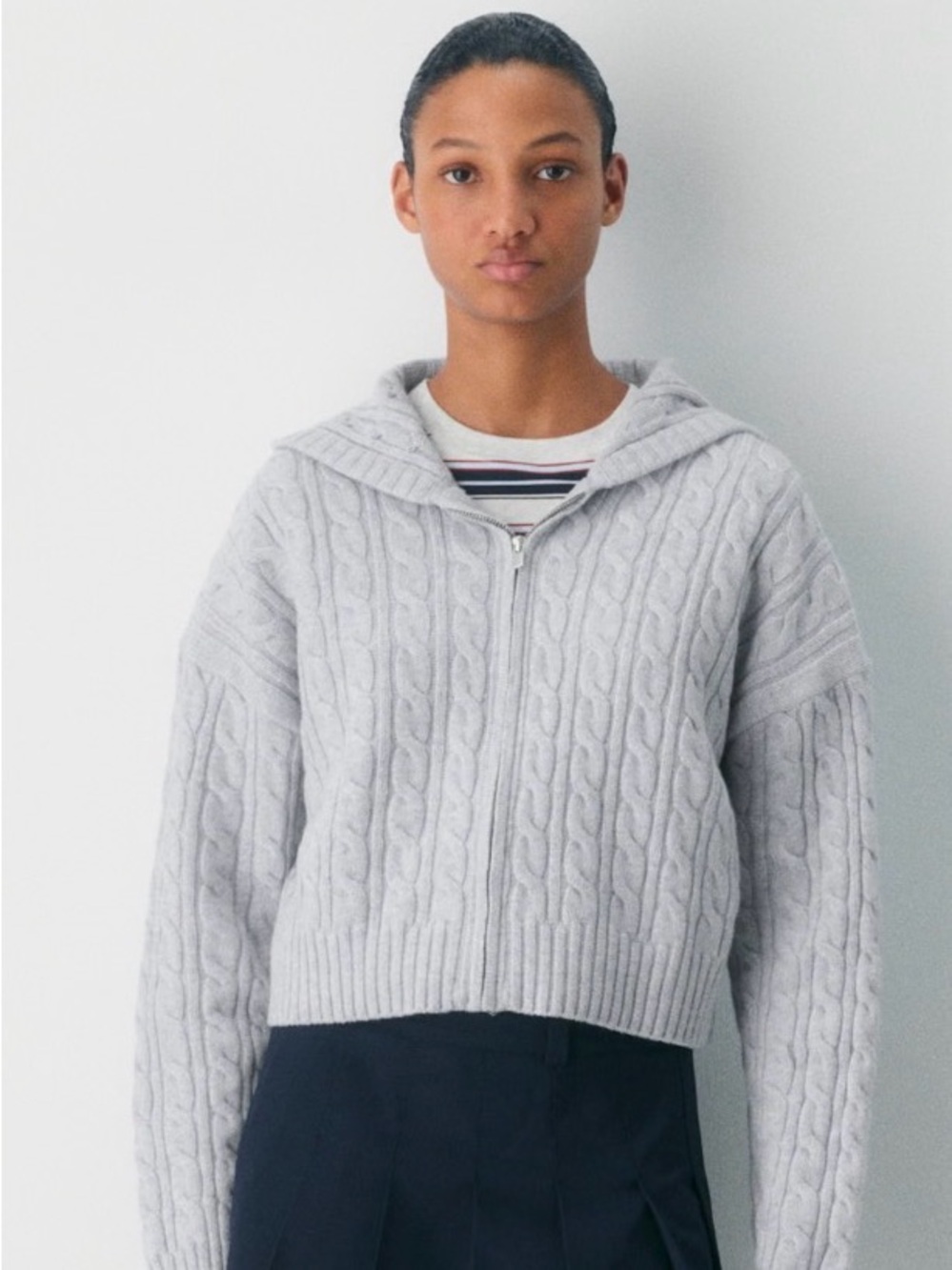 Aritzia - Sunday Best Octavia Knitted Zip in Cornflower Blue Size S